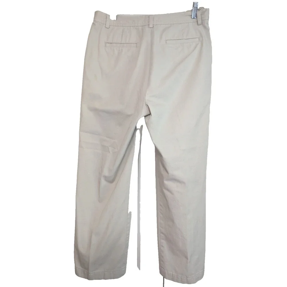 Lands End Women's Size 12 Chino Pants Beige Khaki Straight Leg Cotton Blend